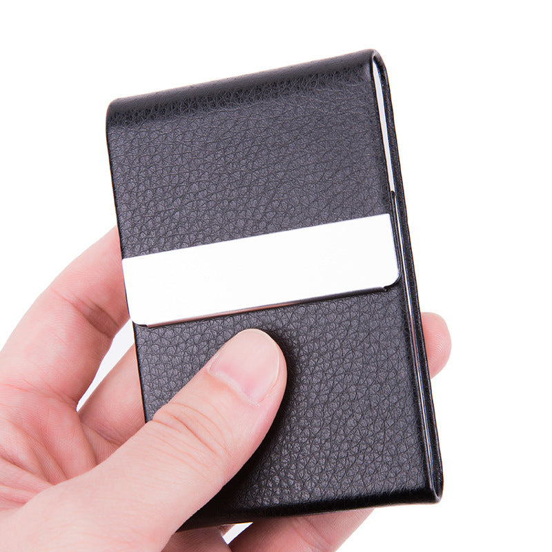 Business Fashion Male Stainless Steel Thick Cigarette Case Anti-pressure Sticker PU Office Gift Box